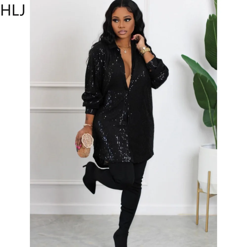 HLJ Elegant Lady Sequin Loose Shirts Dresses Women Turndown Collar Long Sleeve Party Club Vestidos Female Solid Matching Clothes
HLJ Elegant Lady Sequin Loose Shirts Dresses Women Turndown Collar Long Sleeve Party Club Vestidos Female Solid Matching Clothes