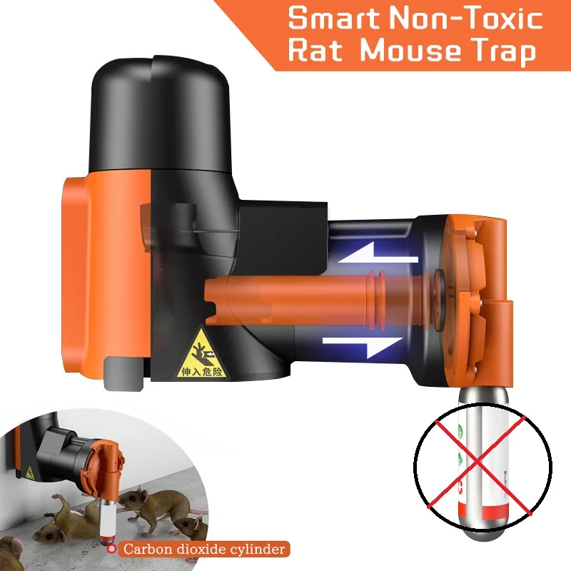 

Portable Mouse Rat Trap Easy Catch Smart Auto Reset Rodent Killing Machine CO2 Cylinders Automatic Humane Non-Toxic with Stand