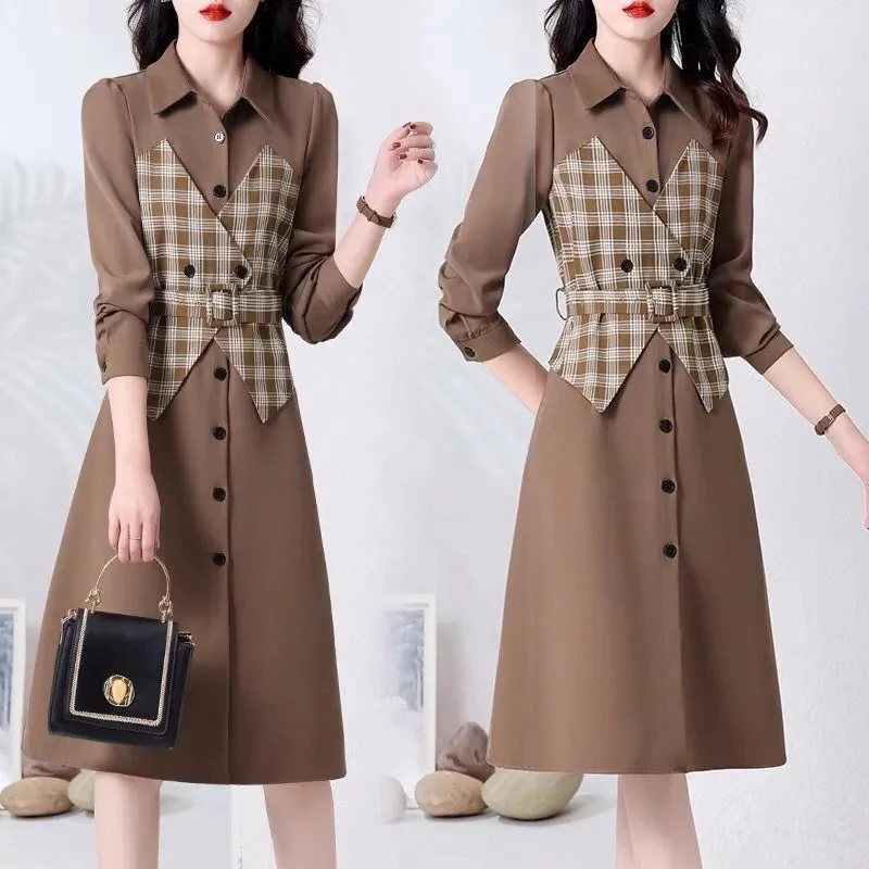 Trench Coat Women 2023 Spring Autumn New Checkered Spliced Fake Two Piece Coat Female Large Size Long Slim Windcheater Jacket
Trench Coat Women 2023 Spring Autumn New Checkered Spliced Fake Two Piece Coat Female Large Size Long Slim Windcheater Jacket