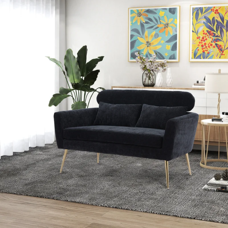 51"W Modern Chenille Loveseat Small Sofa Small Mini Room Couch Two-Seater Sofa with 2 Throw Pillows Gold Metal
51"W Modern Chenille Loveseat Small Sofa Small Mini Room Couch Two-Seater Sofa with 2 Throw Pillows Gold Metal