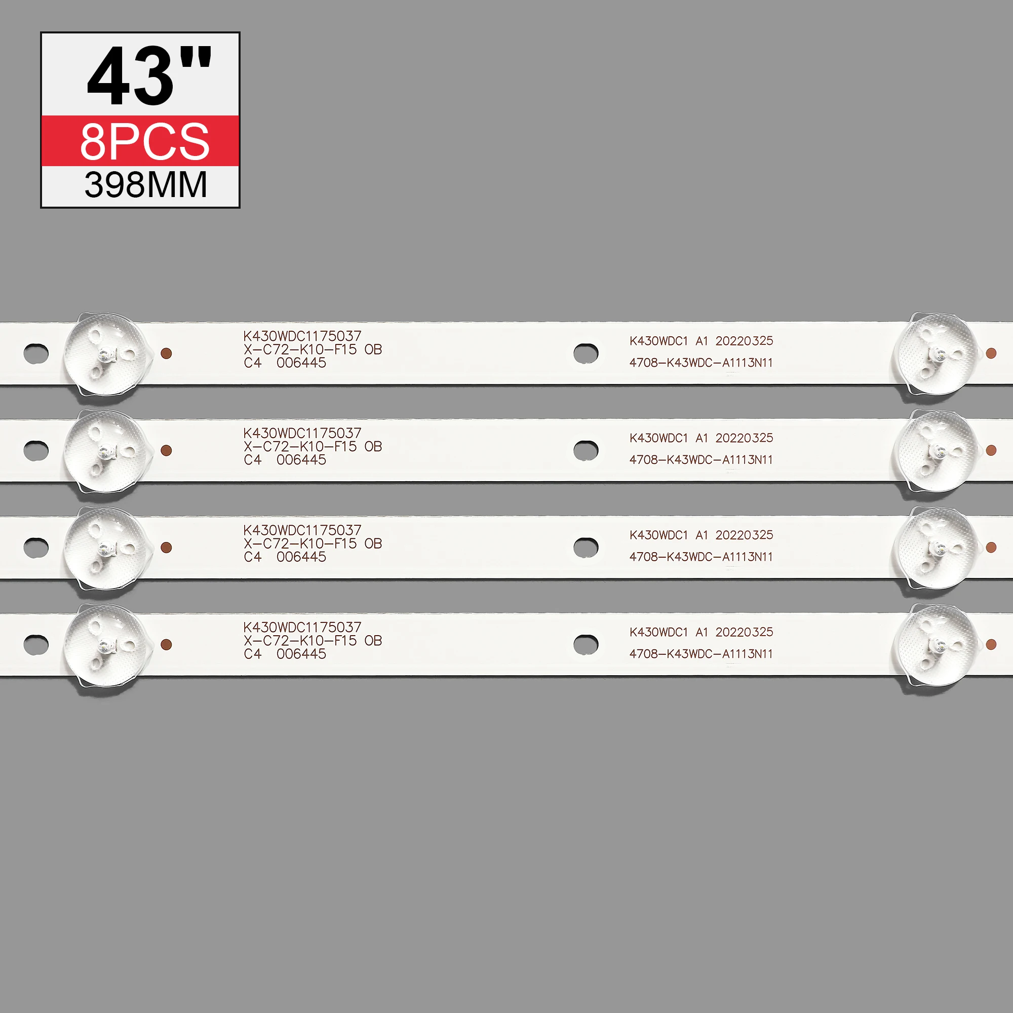 8 шт., ТВ-лампы для AOC LE43M3570/60 LE43M3579, светодиодные полосы 4708-K43WDC-A1113N11, линейки K430WDC1 A1
8 шт., ТВ-лампы для AOC LE43M3570/60 LE43M3579, светодиодные полосы 4708-K43WDC-A1113N11, линейки K430WDC1 A1