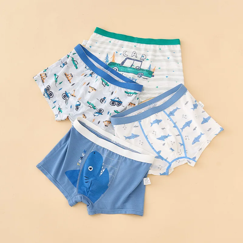 

New arrived boys Underwear Free Shipping Fashion Kids Modal character children student short boxer panties 4pc 3-14year M-5XL