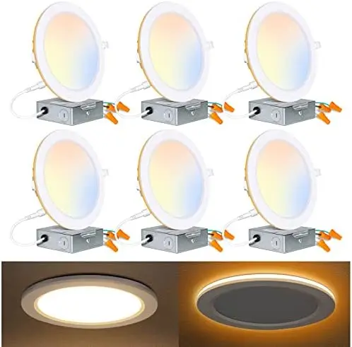 Pack 8 Inch LED Recessed Ceiling Light with Night Light, CRI90, 27W=200W, 3200lm, 2700K/3000K/3500K/4000K/5000K Selectable, Dimm
Pack 8 Inch LED Recessed Ceiling Light with Night Light, CRI90, 27W=200W, 3200lm, 2700K/3000K/3500K/4000K/5000K Selectable, Dimm