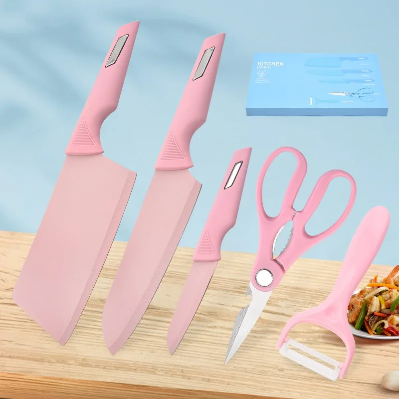 

Набор кухонных ножей из нержавеющей стали в японском стиле с ручкой из стали, наборы ножей из 5 предметов, искусственные кухонные ножницы, наборы ножниц