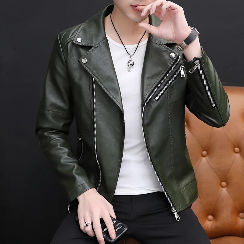 2021 Men's Oblique Zipper Lapel Short Personalized Leather Jacket Youth Slim Fleece Biker Leather Jacket
2021 Men's Oblique Zipper Lapel Short Personalized Leather Jacket Youth Slim Fleece Biker Leather Jacket