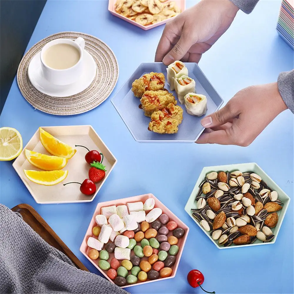 Hexagon Party Dessert Tray Snacks Wheat Straw Thicken Trays Fruit Plate Multifunctional Kitchen Accessories Dishes
Hexagon Party Dessert Tray Snacks Wheat Straw Thicken Trays Fruit Plate Multifunctional Kitchen Accessories Dishes