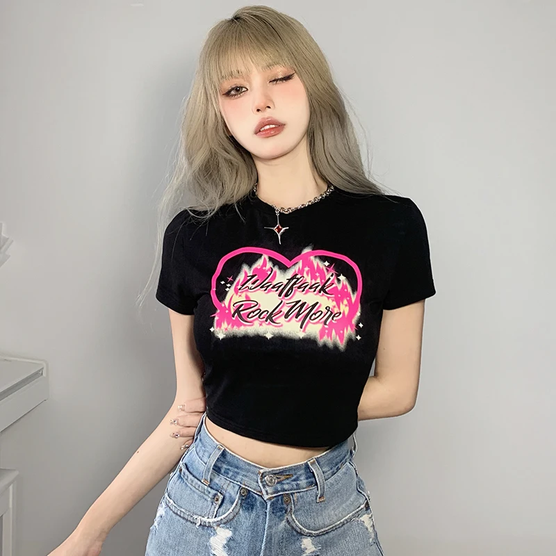 Weekeep sweet cool girl love printed navel tight T-shirt hot girl sexy thin versatile short sleeved top
Weekeep sweet cool girl love printed navel tight T-shirt hot girl sexy thin versatile short sleeved top