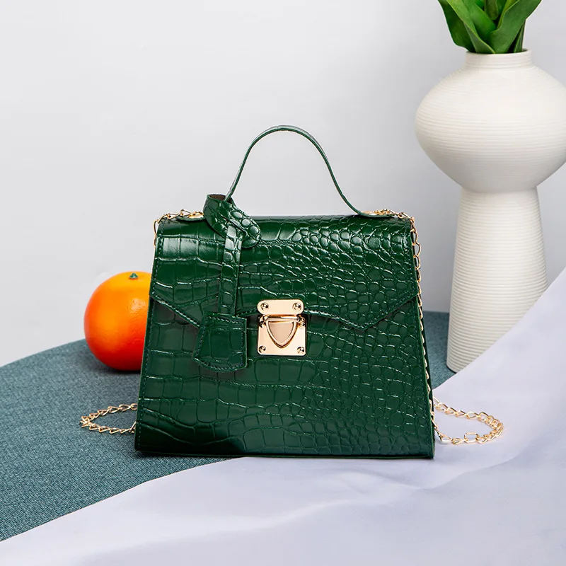 

Женские сумки 2022, модная сумка через плечо из крокодиловой кожи на цепочке, роскошная дизайнерская сумка, Элегантная классическая сумка чер...