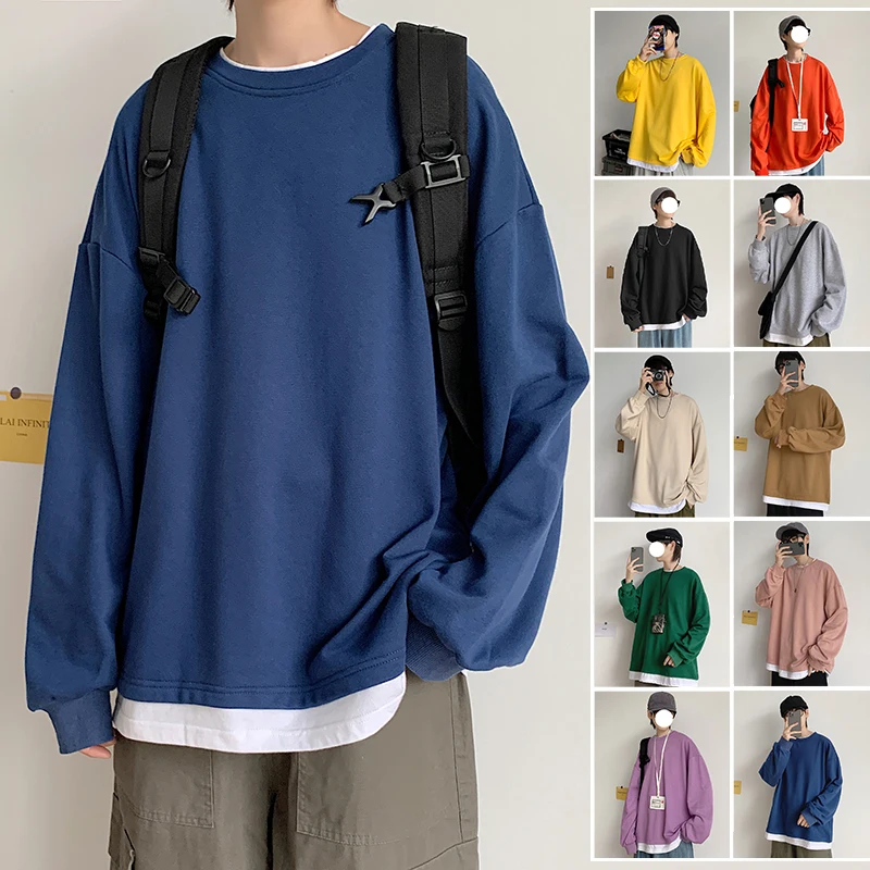 Pullover Sweatshirt Personalized Stitching Men's Long-sleeved Round Neck T-shirt Bottoming Shirt Korean Style Streetwear D23
Pullover Sweatshirt Personalized Stitching Men's Long-sleeved Round Neck T-shirt Bottoming Shirt Korean Style Streetwear D23