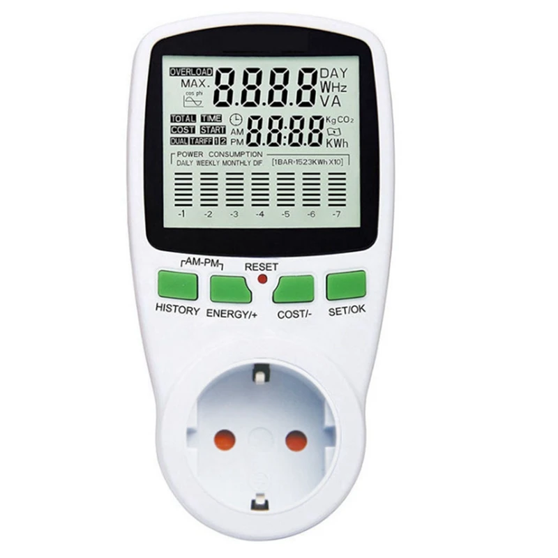 Electricity Power Meter Wattmeter LCD Energy Meter Socket Electric Tester EU Measuring Outlet Powers Analyzer EU Plug
Electricity Power Meter Wattmeter LCD Energy Meter Socket Electric Tester EU Measuring Outlet Powers Analyzer EU Plug