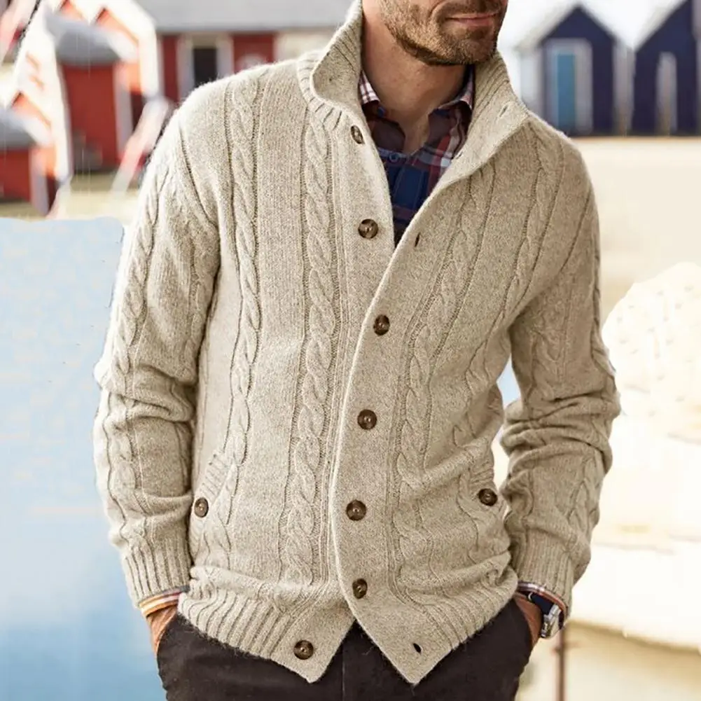 Sweater Coat Button Closure Solid Color Long Sleeve Stand Collar Simple Style Warm Polyester Winter Cardigan Thicken Man Sweater
Sweater Coat Button Closure Solid Color Long Sleeve Stand Collar Simple Style Warm Polyester Winter Cardigan Thicken Man Sweater
