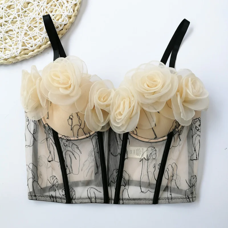 Women Camisole Outside Wearing Vintage Luxury Embroidered Tops 2022 New Sheer Mesh Outfits3D Flower Tube Tops Hot Corset Top
Women Camisole Outside Wearing Vintage Luxury Embroidered Tops 2022 New Sheer Mesh Outfits3D Flower Tube Tops Hot Corset Top
