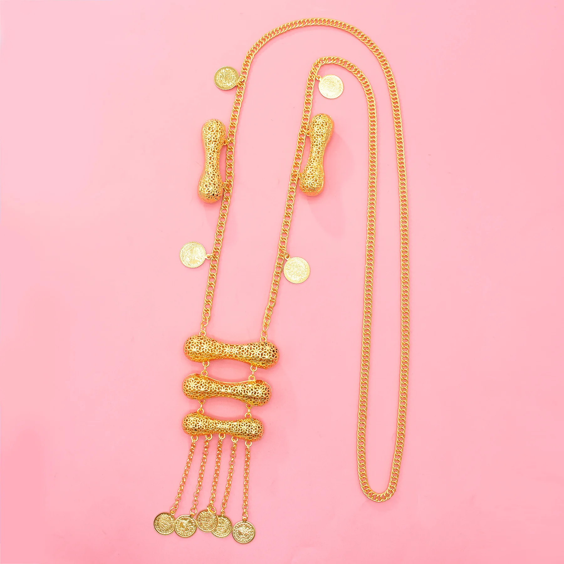 Long Chain Jewelry Necklace for Bridal Ethnic Kurdish Wedding Jewelry for Birdal Coin Pendant Body Chain Gold Plated Women Gift
Long Chain Jewelry Necklace for Bridal Ethnic Kurdish Wedding Jewelry for Birdal Coin Pendant Body Chain Gold Plated Women Gift