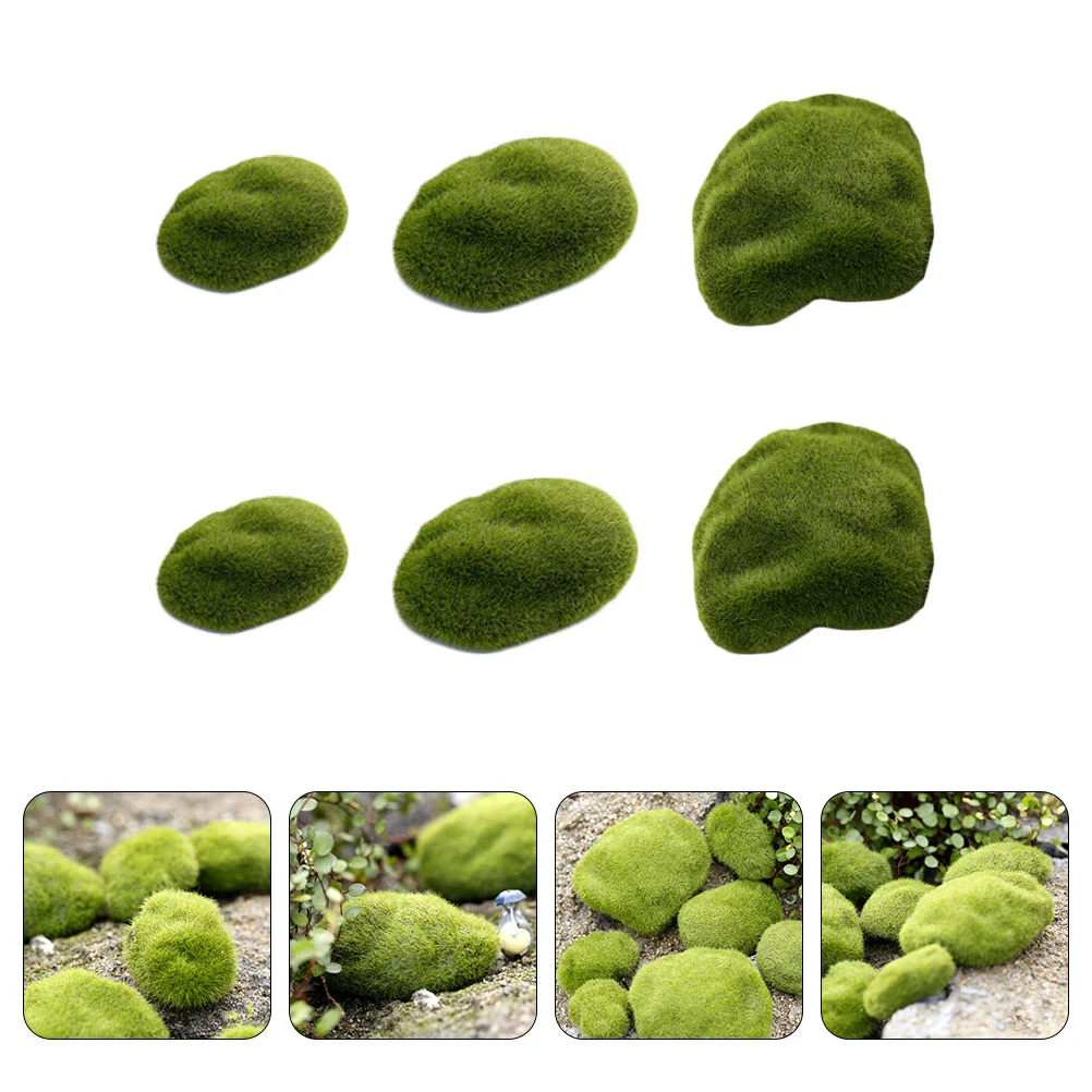 6 Pcs Artificial Rocks Fake Moss Simulation Stone Decor Flocking Simulated Ornament
6 Pcs Artificial Rocks Fake Moss Simulation Stone Decor Flocking Simulated Ornament
