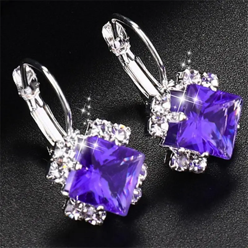 

Distinctive Rhombus Shape Unique Design Elegant Gemstone Earrings For Special Occasions Statement Jewelry Top-rated Charming