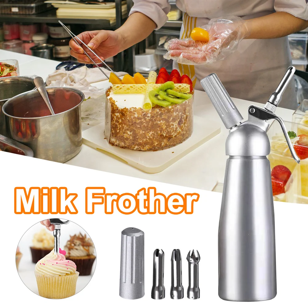 New 500ML Whipped Cream Dispenser Kitchen Cream Whipper Cream Foaming Gun With 3 Nozzles Cream Maker Kitchen Dessert Tools
New 500ML Whipped Cream Dispenser Kitchen Cream Whipper Cream Foaming Gun With 3 Nozzles Cream Maker Kitchen Dessert Tools