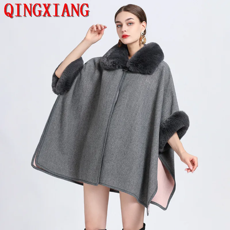 8 Color 2022 Women Granular Velvet Poncho Capes Turn-down Rabbit Fur Neck Winter Warm Big Pendulum Loose Batwing Sleeves Coat
8 Color 2022 Women Granular Velvet Poncho Capes Turn-down Rabbit Fur Neck Winter Warm Big Pendulum Loose Batwing Sleeves Coat