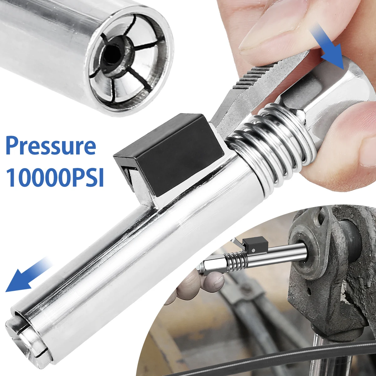 Grease Coupler Heavy Duty Grease Coupler NPTI/8 10000 PSI Small Size Sturdy Durable Stainless Steel Standard Grease Tool Adapter
Grease Coupler Heavy Duty Grease Coupler NPTI/8 10000 PSI Small Size Sturdy Durable Stainless Steel Standard Grease Tool Adapter