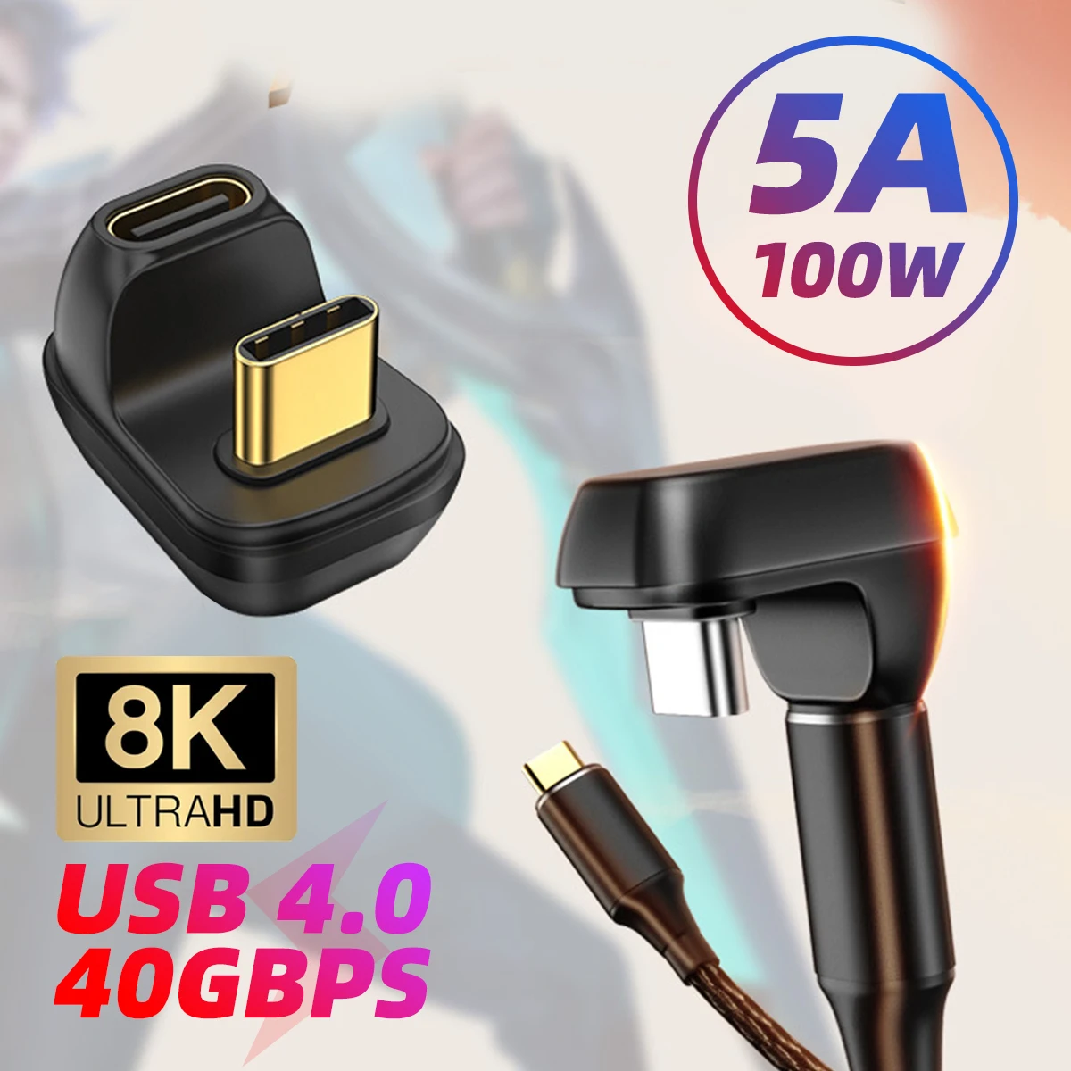 U-Shape USB4.0 40Gbps Adapter Thunderbolt3 Type C to USB C 100W 5A Fast Charging Converter 8K@60Hz USB Type-C Game Data Adapter
U-Shape USB4.0 40Gbps Adapter Thunderbolt3 Type C to USB C 100W 5A Fast Charging Converter 8K@60Hz USB Type-C Game Data Adapter