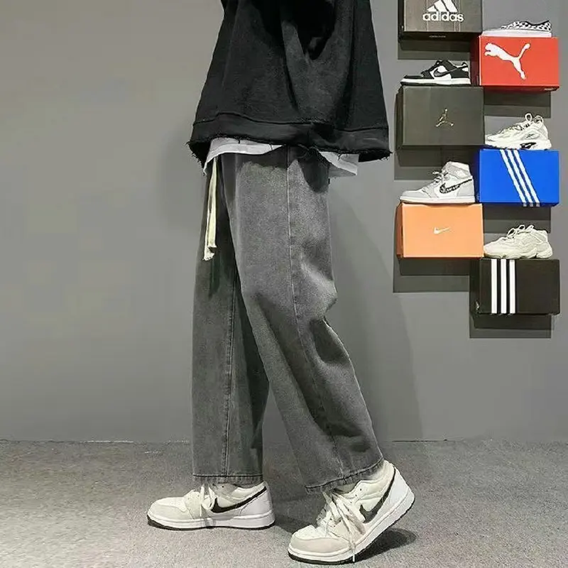 Baggy Men's Grey Jeans Streetwear Loose Straight Elastic Waist Design Ankle-Length Pants Korean Skate Pants Streetwear
Baggy Men's Grey Jeans Streetwear Loose Straight Elastic Waist Design Ankle-Length Pants Korean Skate Pants Streetwear