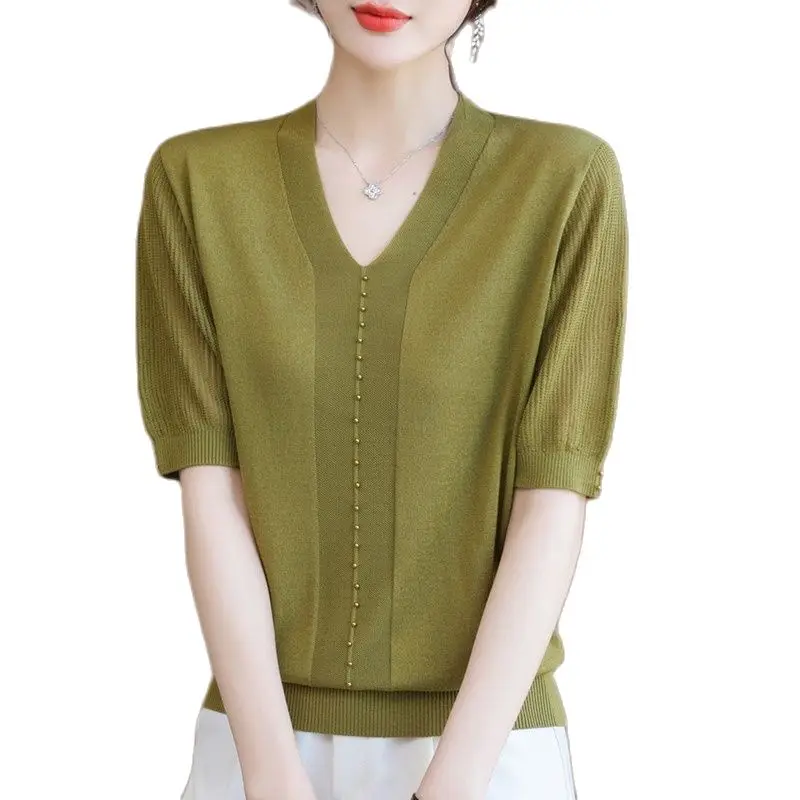 Женский пуловер с вышивкой бисером TuangBiang, элегантный трикотажный тонкий свободный пуловер с V-образным вырезом и короткими рукавами, лето ...
Женский пуловер с вышивкой бисером TuangBiang, элегантный трикотажный тонкий свободный пуловер с V-образным вырезом и короткими рукавами, лето ...