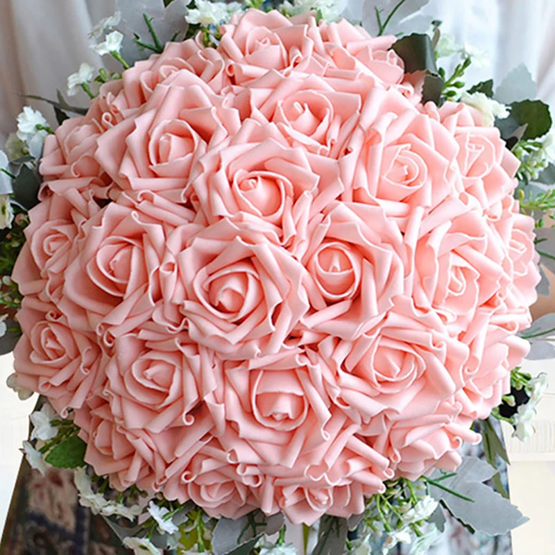 

Розы из пены, искусственные цветы с стеблями, 25 шт., розы, цветы для торта, рандомная свадебная фотография, розовый цвет