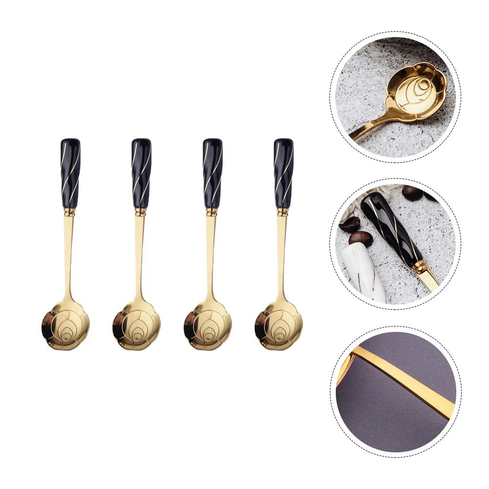 

Spoon Spoons Coffee Dessert Tea Flower Stirring Metal Ice Cocktail Scoop Sugar Mixing Stainless Cream Steel Cake Soup Teaspoon