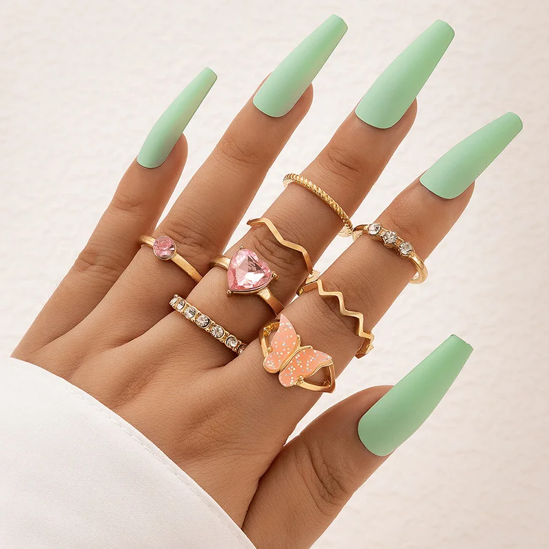 Pink Purple Butterfly Ring Set Imitation Stone Geometric Twist Rings for Women Joint Finger Jewelry Sweet Female Accessories
Pink Purple Butterfly Ring Set Imitation Stone Geometric Twist Rings for Women Joint Finger Jewelry Sweet Female Accessories