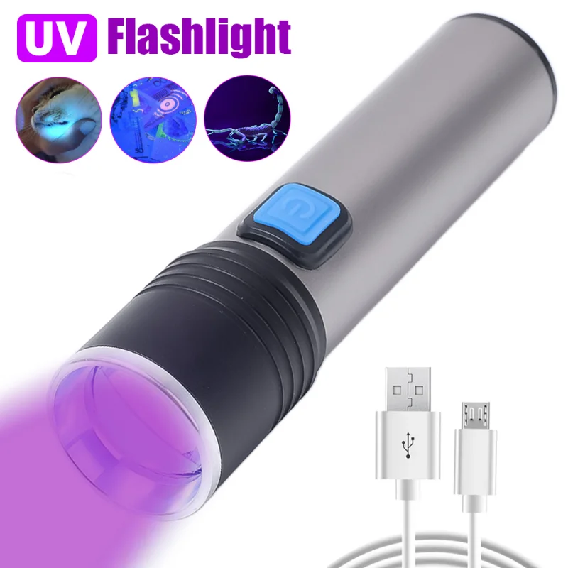 Mini LED Flashlight UV Ultraviolet 395nm Zoom Torch Lamp Fluorescent Agent Detection Light USB Rechargeable Portable Flashlight
Mini LED Flashlight UV Ultraviolet 395nm Zoom Torch Lamp Fluorescent Agent Detection Light USB Rechargeable Portable Flashlight