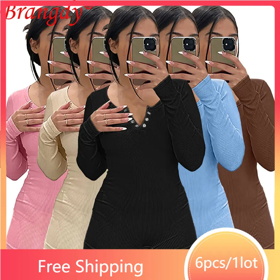 6pcs Wholesale Long Sleeve Romper for Women Fashion Pit Strip Stretch Sport Club Wear Y2k Jumpsuit Fall V-neck Outfit B10848 
6pcs Wholesale Long Sleeve Romper for Women Fashion Pit Strip Stretch Sport Club Wear Y2k Jumpsuit Fall V-neck Outfit B10848