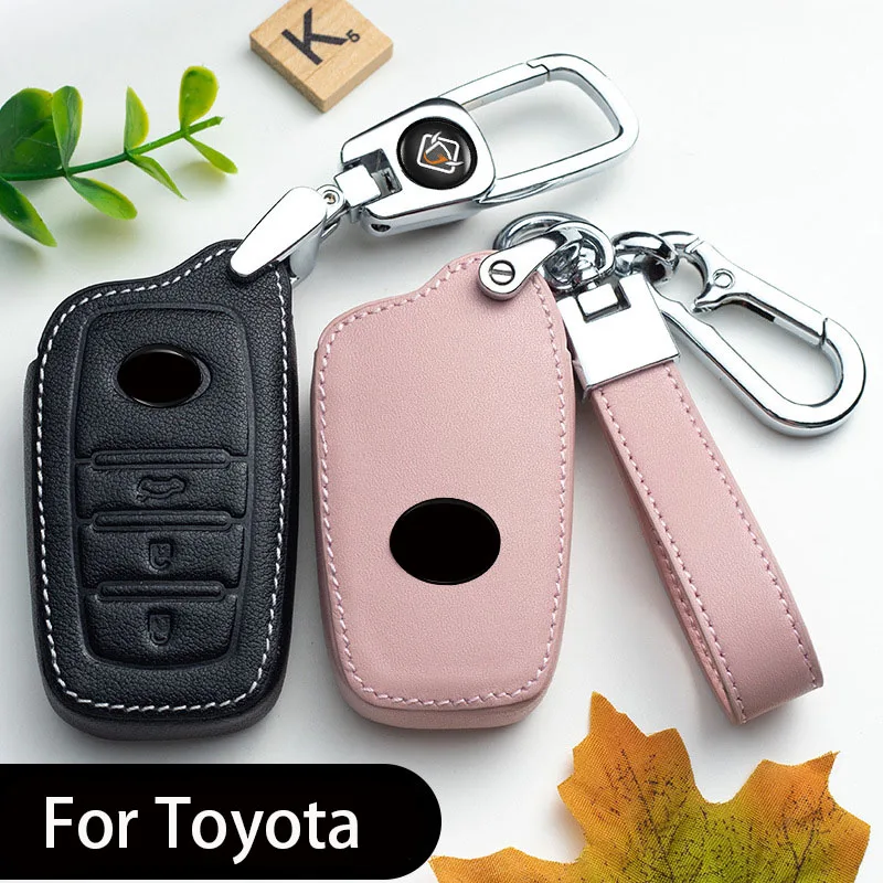 

Leather Car Key Case For Toyota Corolla Prius Camry CHR C-HR RAV4 Altis Land Cruiser Prado Avensis Verso Yaris Aygo Scion TC IM