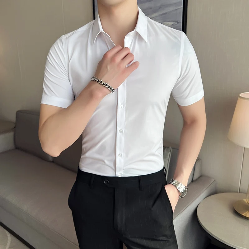 Summer Short Sleeve Shirts Men 2022 New High Quality Business Casual Stretch Slim Formal Shirts Mens Fashion Clothing Trends
Summer Short Sleeve Shirts Men 2022 New High Quality Business Casual Stretch Slim Formal Shirts Mens Fashion Clothing Trends