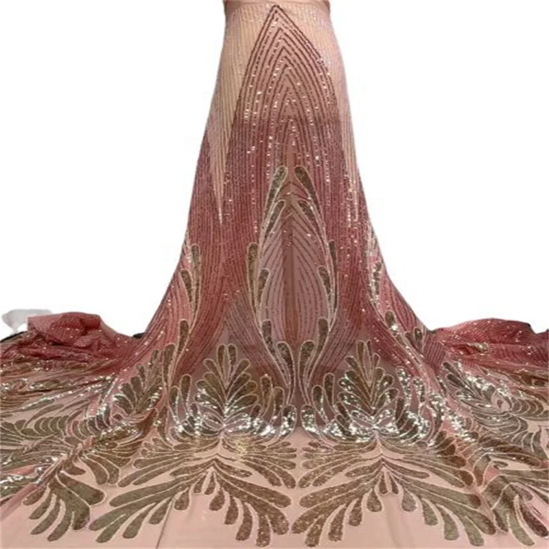 Pink/Gold African Lace Embroidery Sequence Sequins Net 5 Yards High Quality French Wedding Prom Fabric For Sewing Party Dress
Pink/Gold African Lace Embroidery Sequence Sequins Net 5 Yards High Quality French Wedding Prom Fabric For Sewing Party Dress