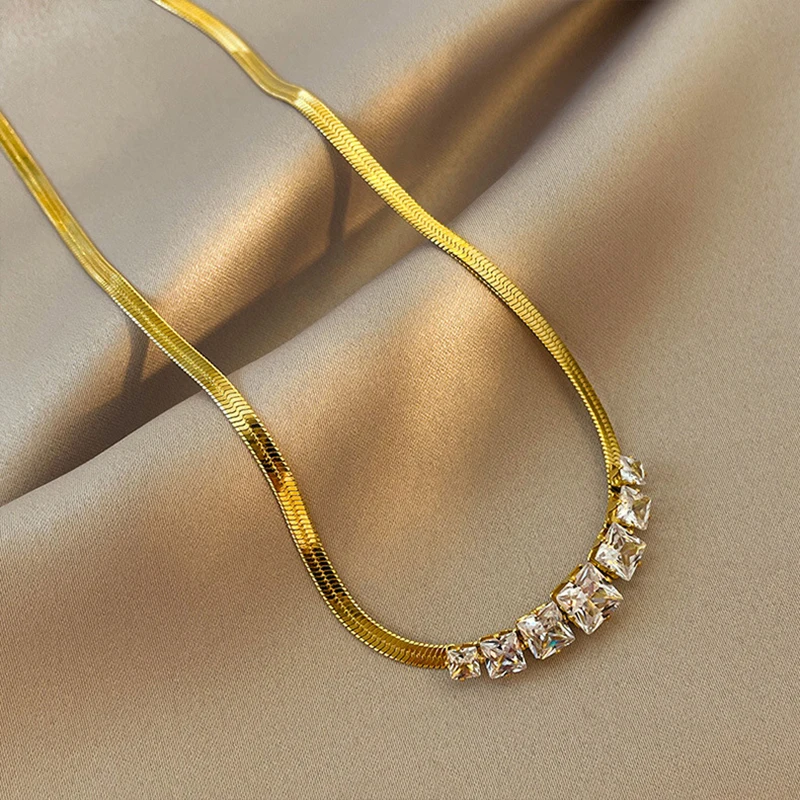 

Ожерелье DIEYURO из нержавеющей стали 316L для женщин, новая трендовая цепочка со змеиным плетением, украшение на шею для девушек, подарок на вече...