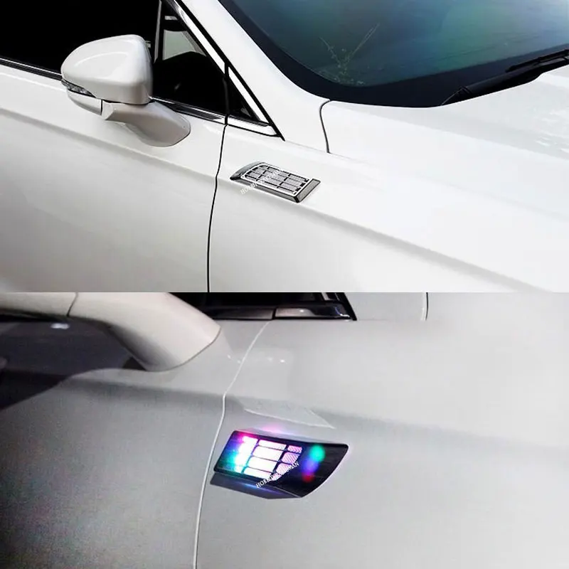 

Car Cool LED Nigh Security Flasher Solar False Air Vent Warning Light Car Auto Strobe Shark Gill Signal Ligh Auto Decora Sticker