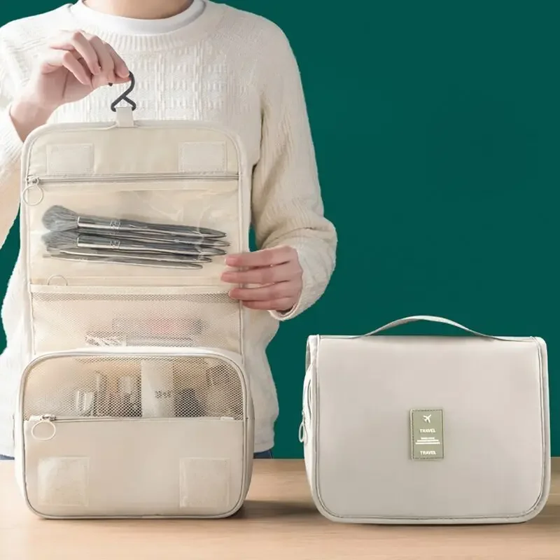 

Large Outdoor Travel Cosmetic Bag Oxford Makeup Organizer Waterproof Toiletries Kit Storage HandBags Hanging Wash Pack Supplies