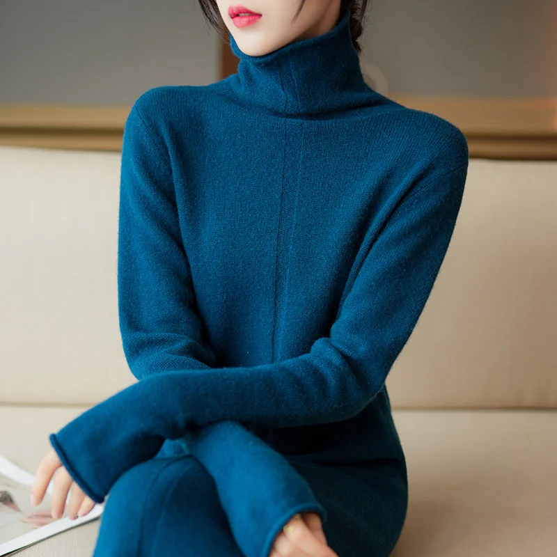 Autumn Winter 100% Pure Wool Sweater Long Pullover Elegant Knitted Straight Dress Women Loose Warm Casual Chic Dresses Spring 
Autumn Winter 100% Pure Wool Sweater Long Pullover Elegant Knitted Straight Dress Women Loose Warm Casual Chic Dresses Spring