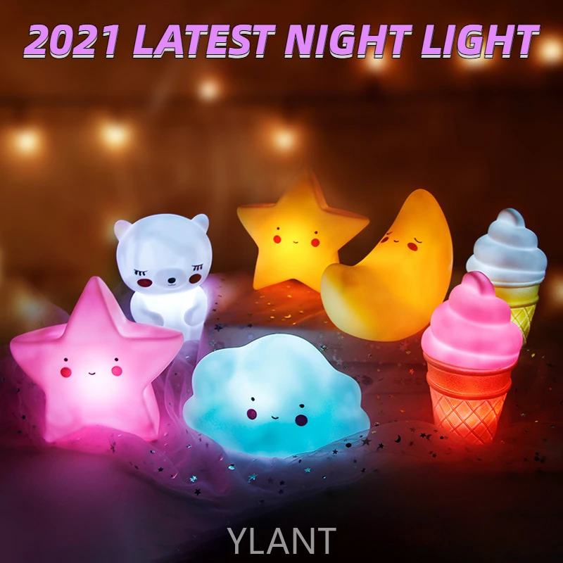 Baby Night Light LED Cartoon Lamp Stars White Clouds Ice cream Mood Lights Children Kids Gift Glow Toy Bedroom Decor Night Lamps
Baby Night Light LED Cartoon Lamp Stars White Clouds Ice cream Mood Lights Children Kids Gift Glow Toy Bedroom Decor Night Lamps