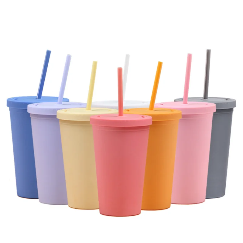 New plastic cup 16oz car portable coffee cup Student candy color double insulated frosted straw cup
New plastic cup 16oz car portable coffee cup Student candy color double insulated frosted straw cup