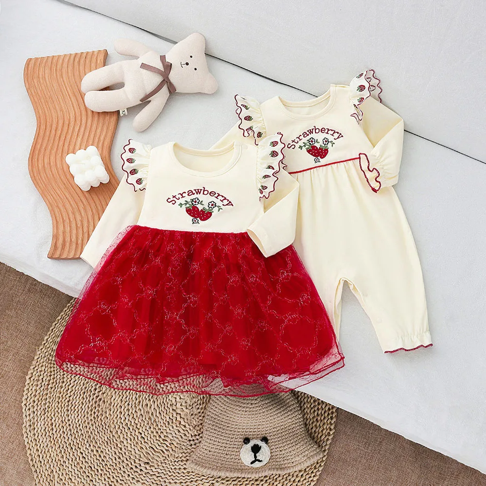 Spring Children's Long-Sleeved Princess Dress New Cotton Embroidery Little Strawberry Baby Spring and Autumn Romper
Spring Children's Long-Sleeved Princess Dress New Cotton Embroidery Little Strawberry Baby Spring and Autumn Romper