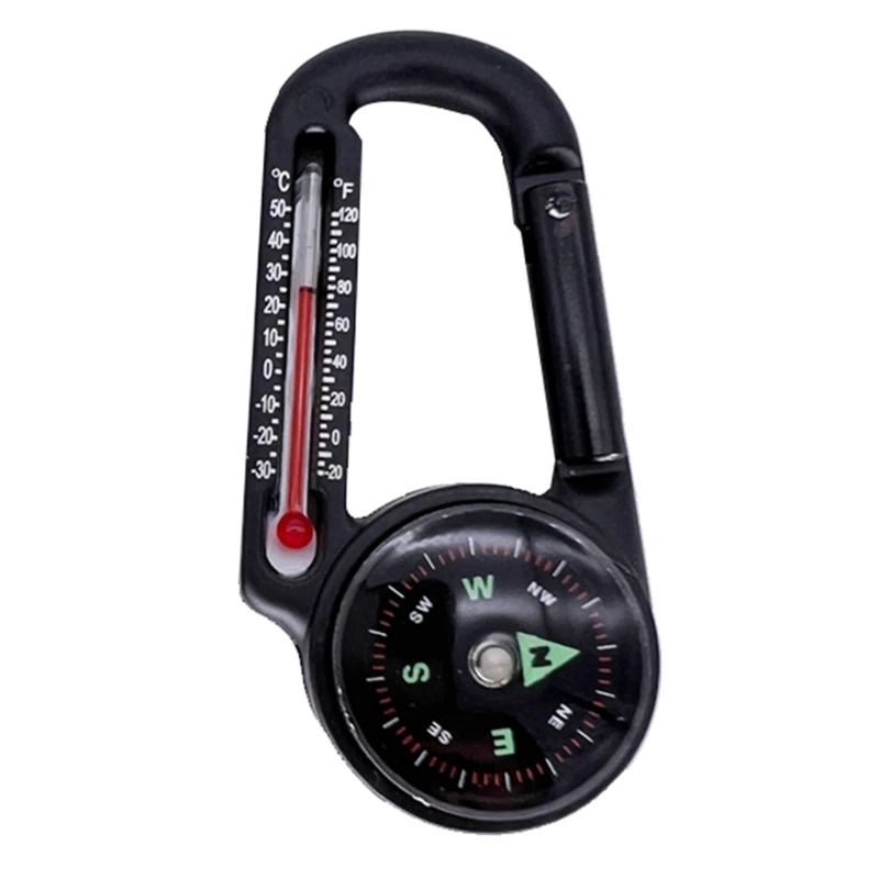 

Outdoor Mountaineering Buckle Keys Hook Portable Aluminum Alloy Carabiner with Compasses & Thermometer Camping Accessory