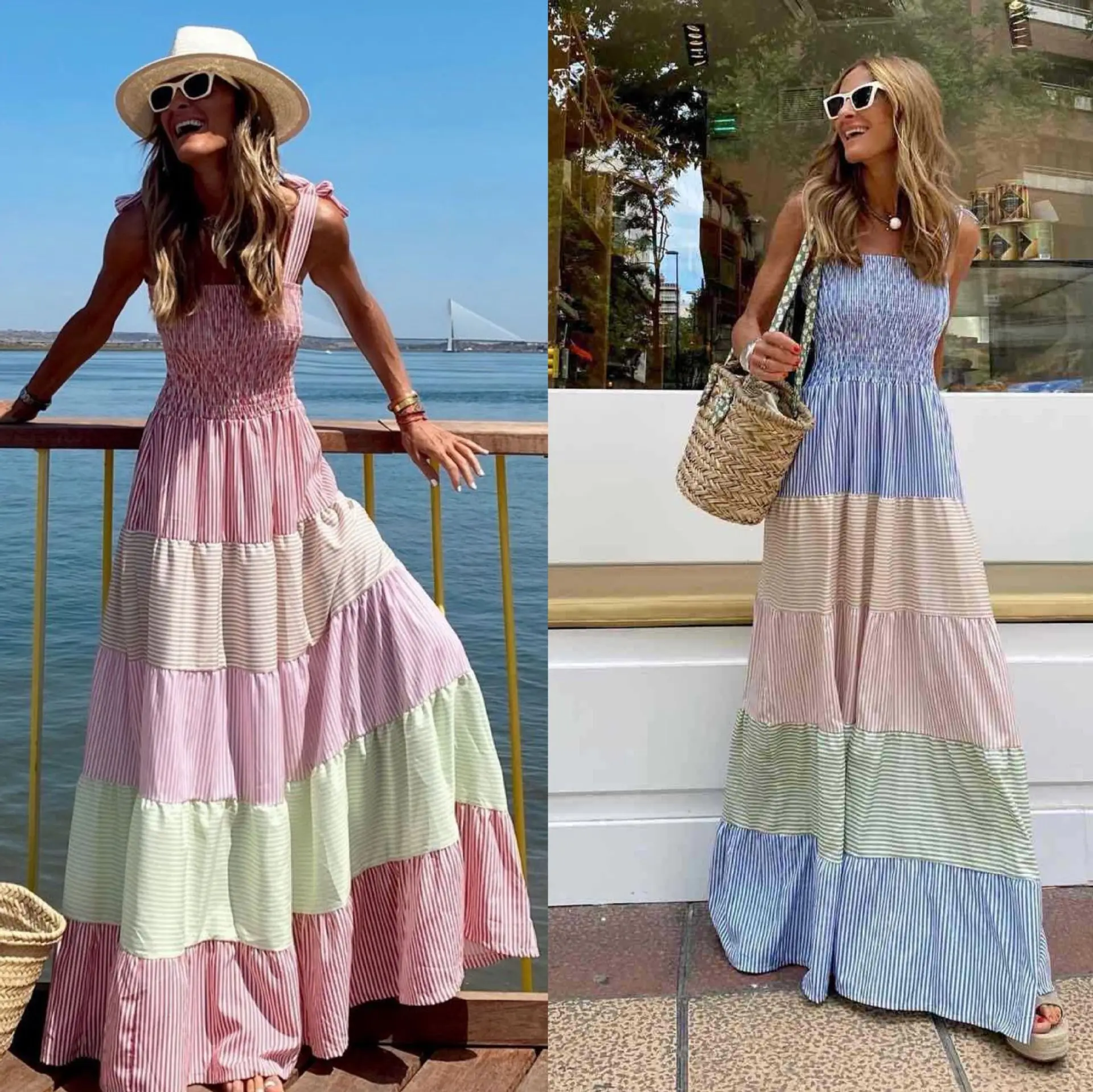 Women Colorful Striped Print Maxi Dress Women Colorblock Sleeveless Slim Long Dresses Summer Beach
Women Colorful Striped Print Maxi Dress Women Colorblock Sleeveless Slim Long Dresses Summer Beach