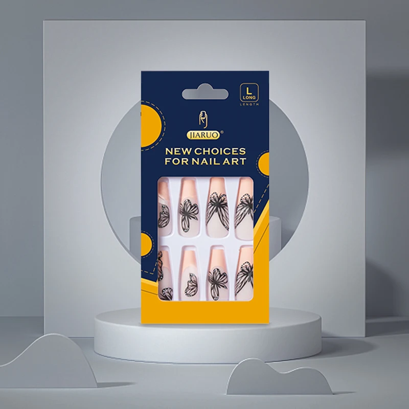 JIARUO 24PCS/BOX Long Press on Coffin Nails Fake Nail Art Y2k Nude Nail Patch Long Ballet Black ButterflyFull Coverage Nails Art
JIARUO 24PCS/BOX Long Press on Coffin Nails Fake Nail Art Y2k Nude Nail Patch Long Ballet Black ButterflyFull Coverage Nails Art