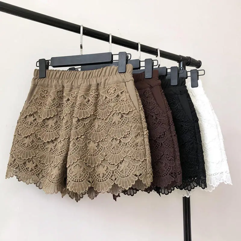 Lace Shorts Women Spring Autumn Summer Elegant Comfortable High Waist Short Pant Elastic Wide Leg Black White Ladies Sexy Female
Lace Shorts Women Spring Autumn Summer Elegant Comfortable High Waist Short Pant Elastic Wide Leg Black White Ladies Sexy Female