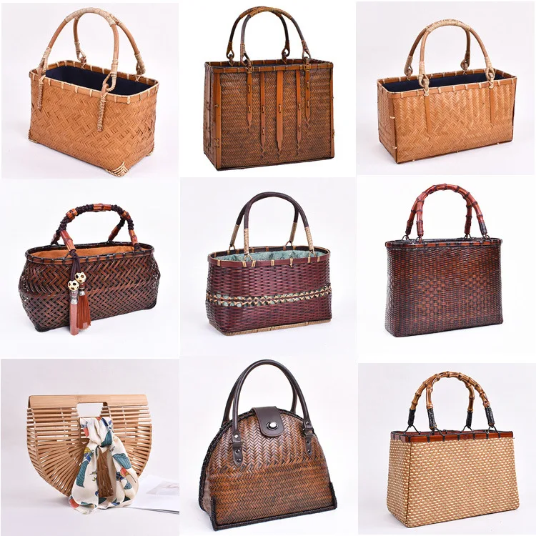 Bamboo Bag Handmade Woven Japanese Style Female Handbag Basket Tea Set Storage Small Ornaments Souvenirs Packaging Bags
Bamboo Bag Handmade Woven Japanese Style Female Handbag Basket Tea Set Storage Small Ornaments Souvenirs Packaging Bags
