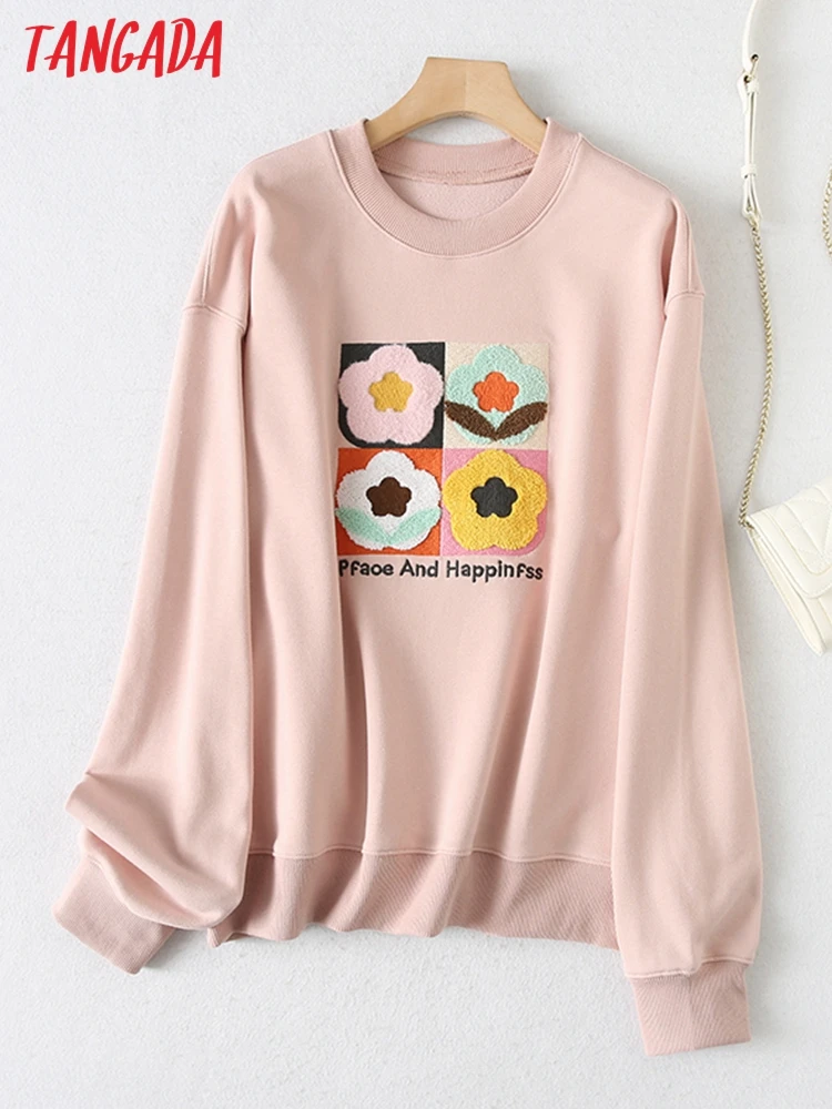 Tangada Women Fashion Flower Embroidery Sweatshirts Oversize Long Sleeve O Neck Loose Pullovers Female Tops YU212
Tangada Women Fashion Flower Embroidery Sweatshirts Oversize Long Sleeve O Neck Loose Pullovers Female Tops YU212