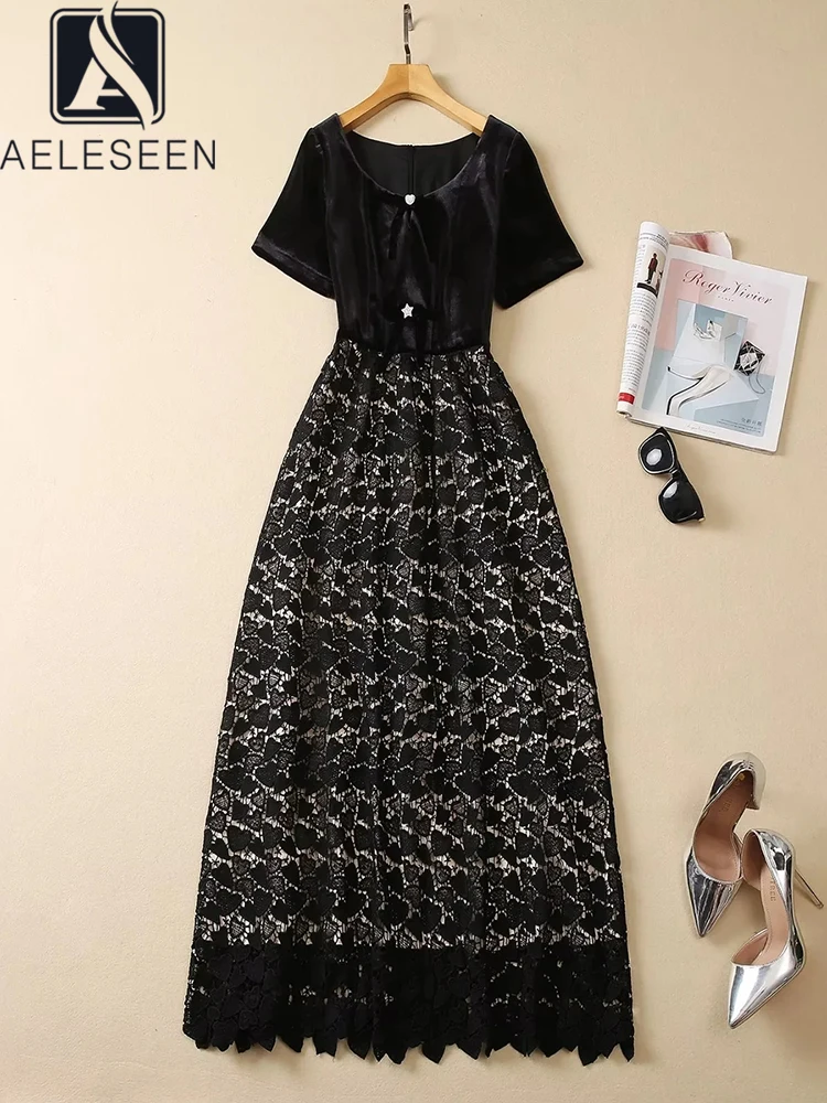 AELESEEN, винтажное летнее черное платье, дизайнерское, модное, с коротким рукавом, бархатное, лоскутное, кружевное, со звездами, бриллиантами, элегантное, длинное, вечерние
AELESEEN, винтажное летнее черное платье, дизайнерское, модное, с коротким рукавом, бархатное, лоскутное, кружевное, со звездами, бриллиантами, элегантное, длинное, вечерние