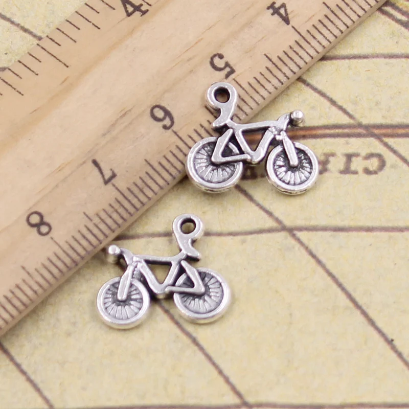 

40pcs Charms Bike Bicycle 15x16mm Antique Bronze Silver Color Pendants Making DIY Handmade Tibetan Finding Jewelry For Bracelet