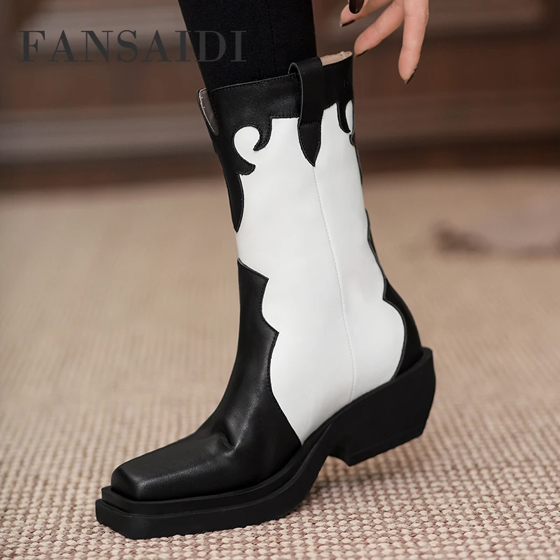 FANSAIDI Ankle Boots Matin Boots Winter High HeelsGenuine Leather Flat Platform Square Toe Fashion Ladies Boots
FANSAIDI Ankle Boots Matin Boots Winter High HeelsGenuine Leather Flat Platform Square Toe Fashion Ladies Boots