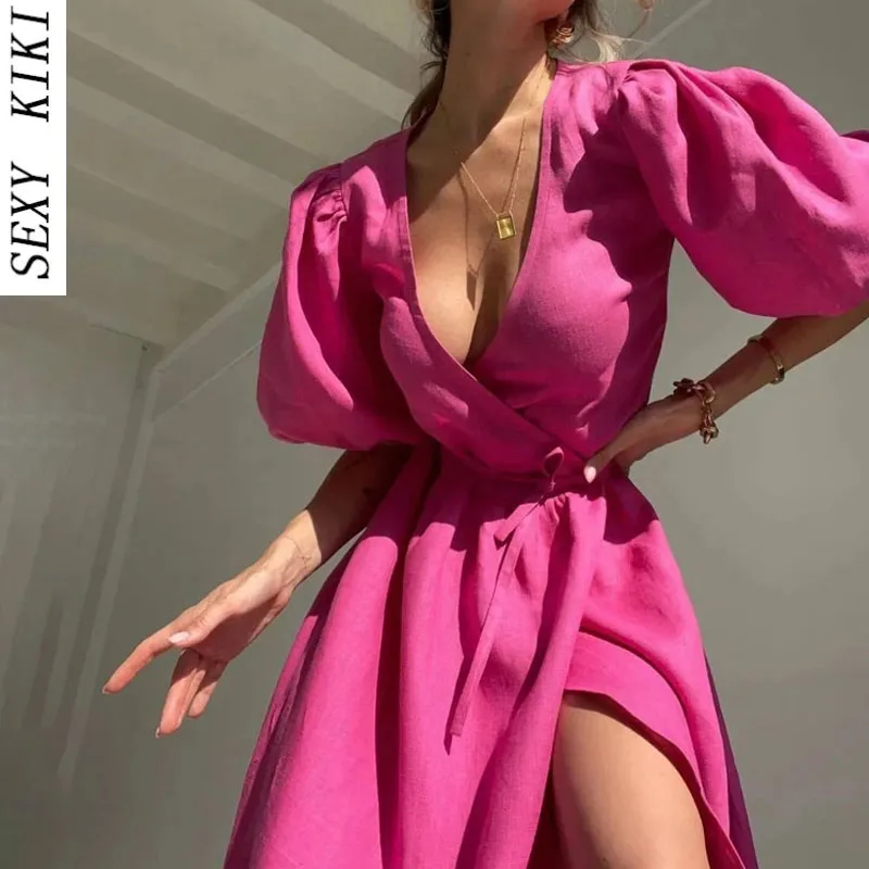 2022 New Pink Puff Sleeve Tie Dress Elegant Asymmetric Design A-Line Dress Long Sleeve Dress Female Elegant Women's Clothing
2022 New Pink Puff Sleeve Tie Dress Elegant Asymmetric Design A-Line Dress Long Sleeve Dress Female Elegant Women's Clothing